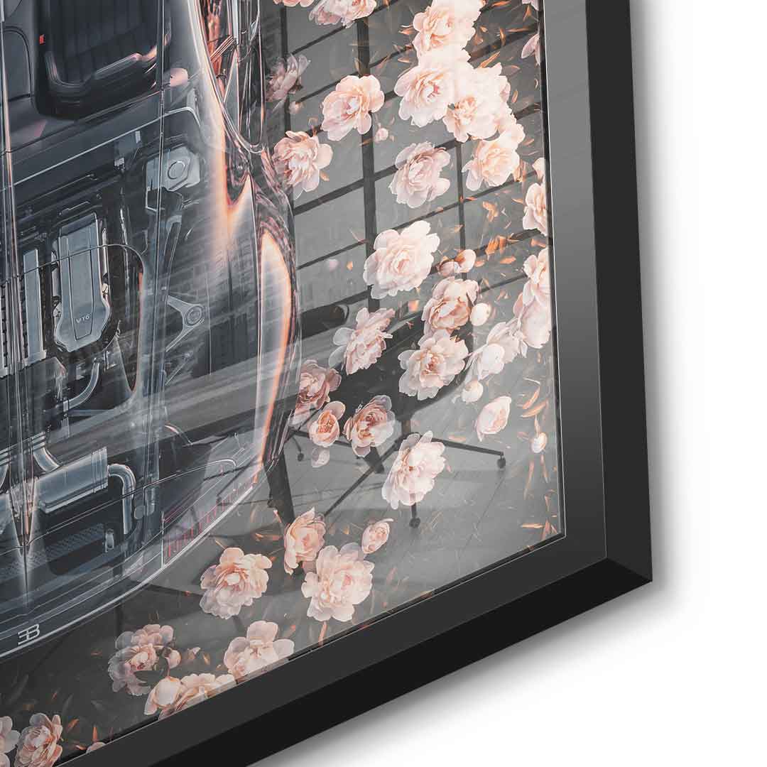 DOTCOMCANVAS® Bugatti in flowers Acrylglasbild – Ansicht