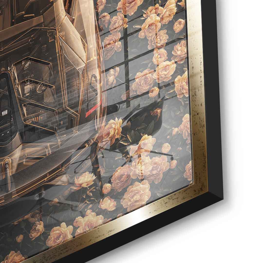 DOTCOMCANVAS® Lamborgini in flowers Acrylglasbild – Ansicht