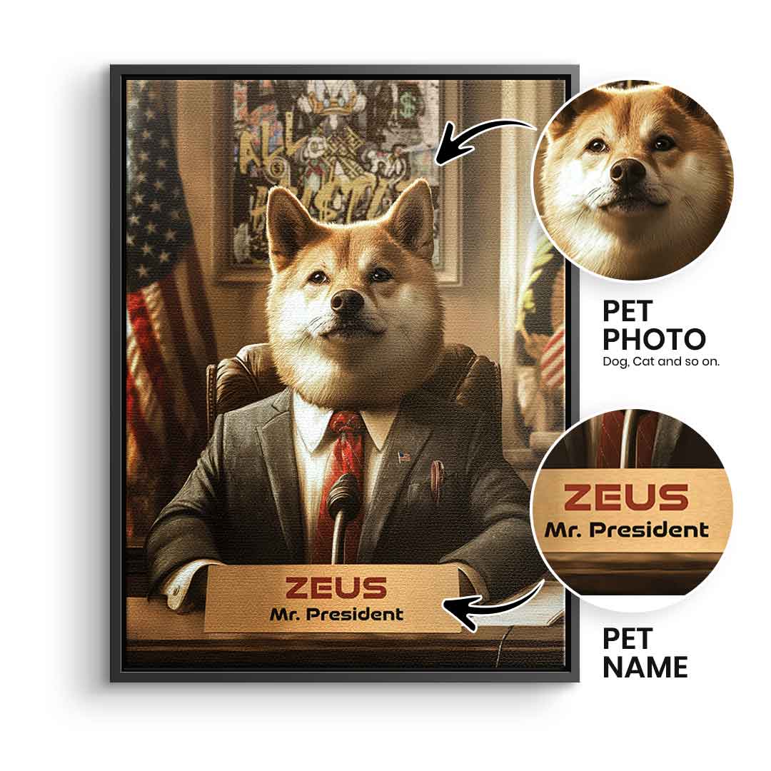 "President" Haustier Portrait - Personalisierbar