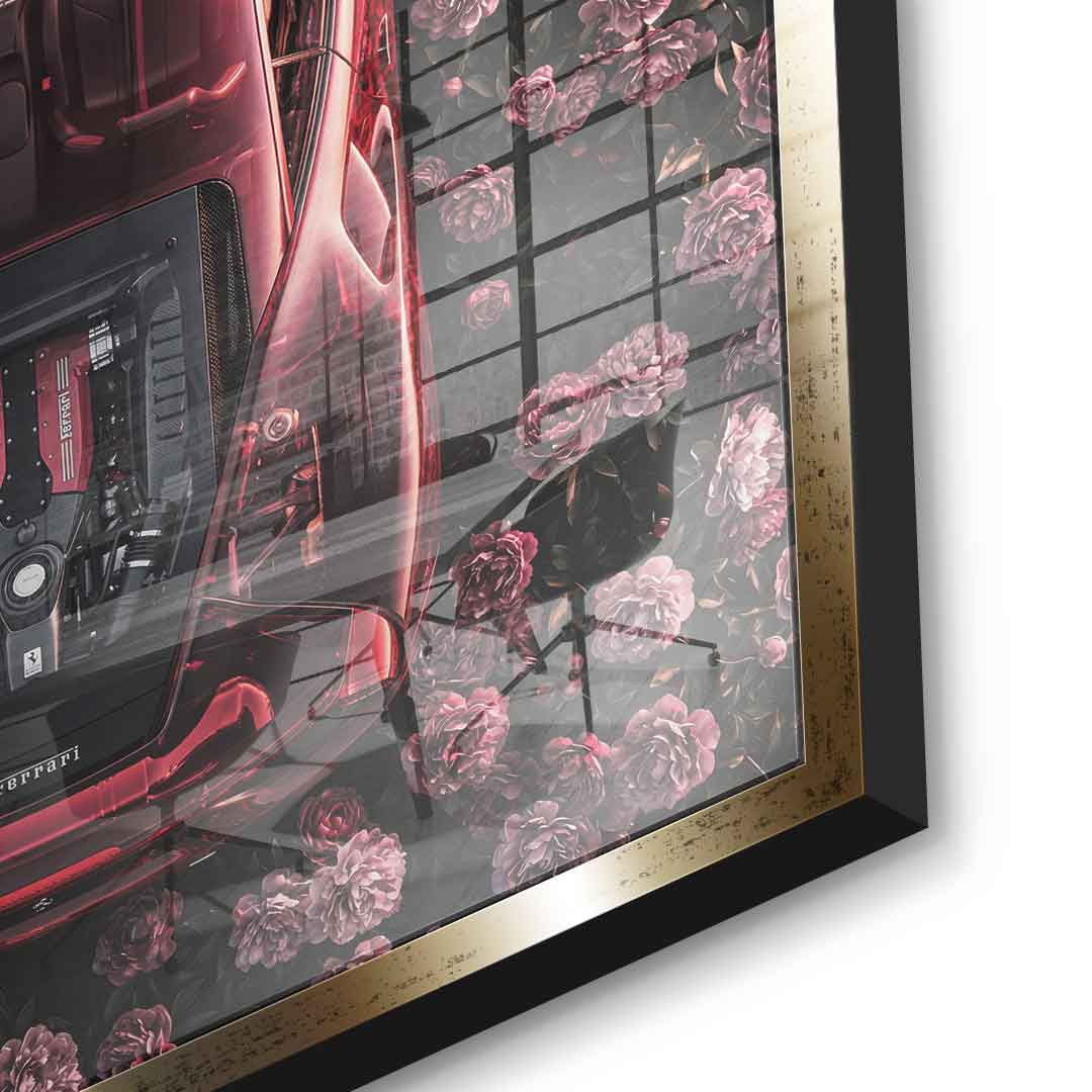 DOTCOMCANVAS® Ferrari in flowers Acrylglasbild – Motivansicht