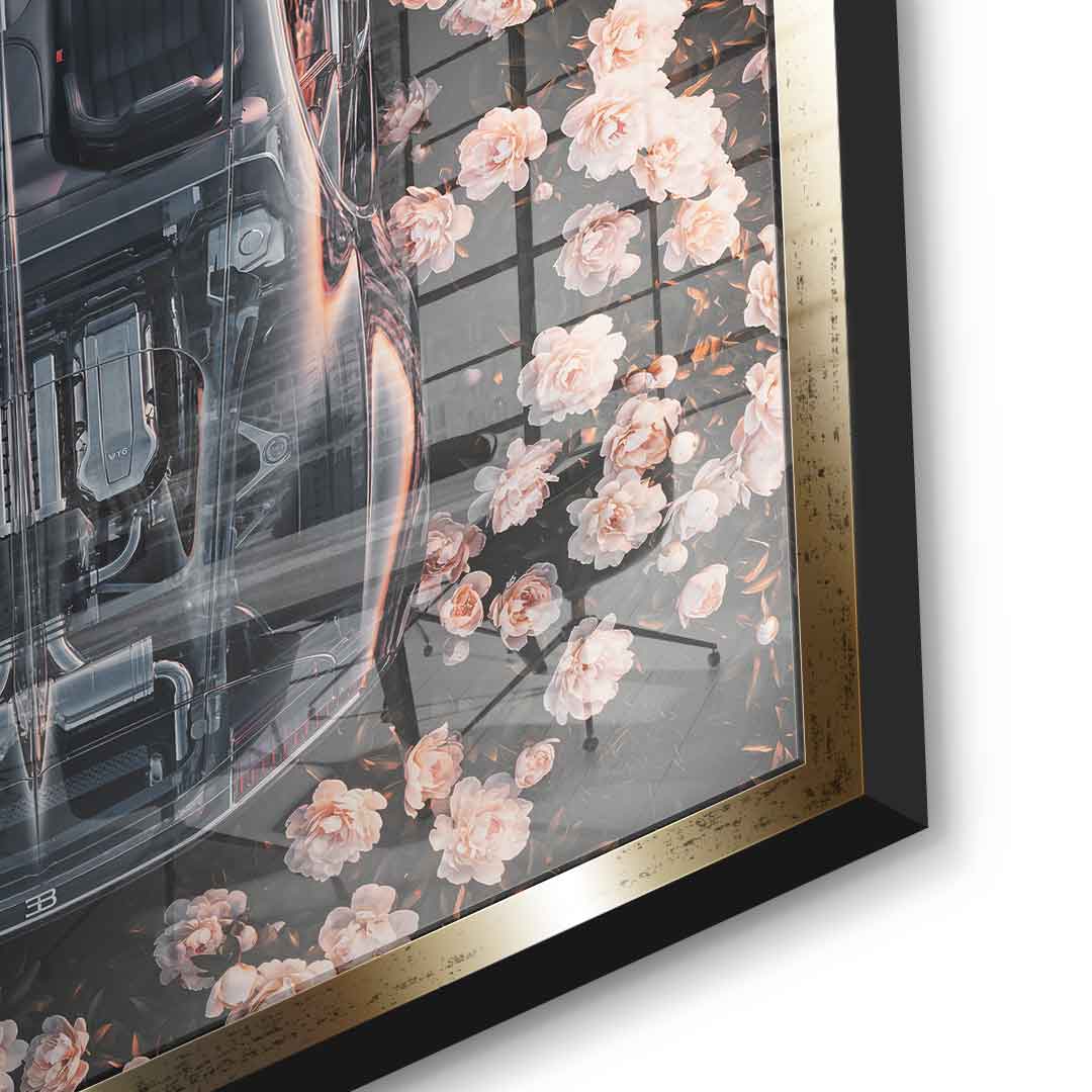 DOTCOMCANVAS® Bugatti in flowers Acrylglasbild – Ansicht