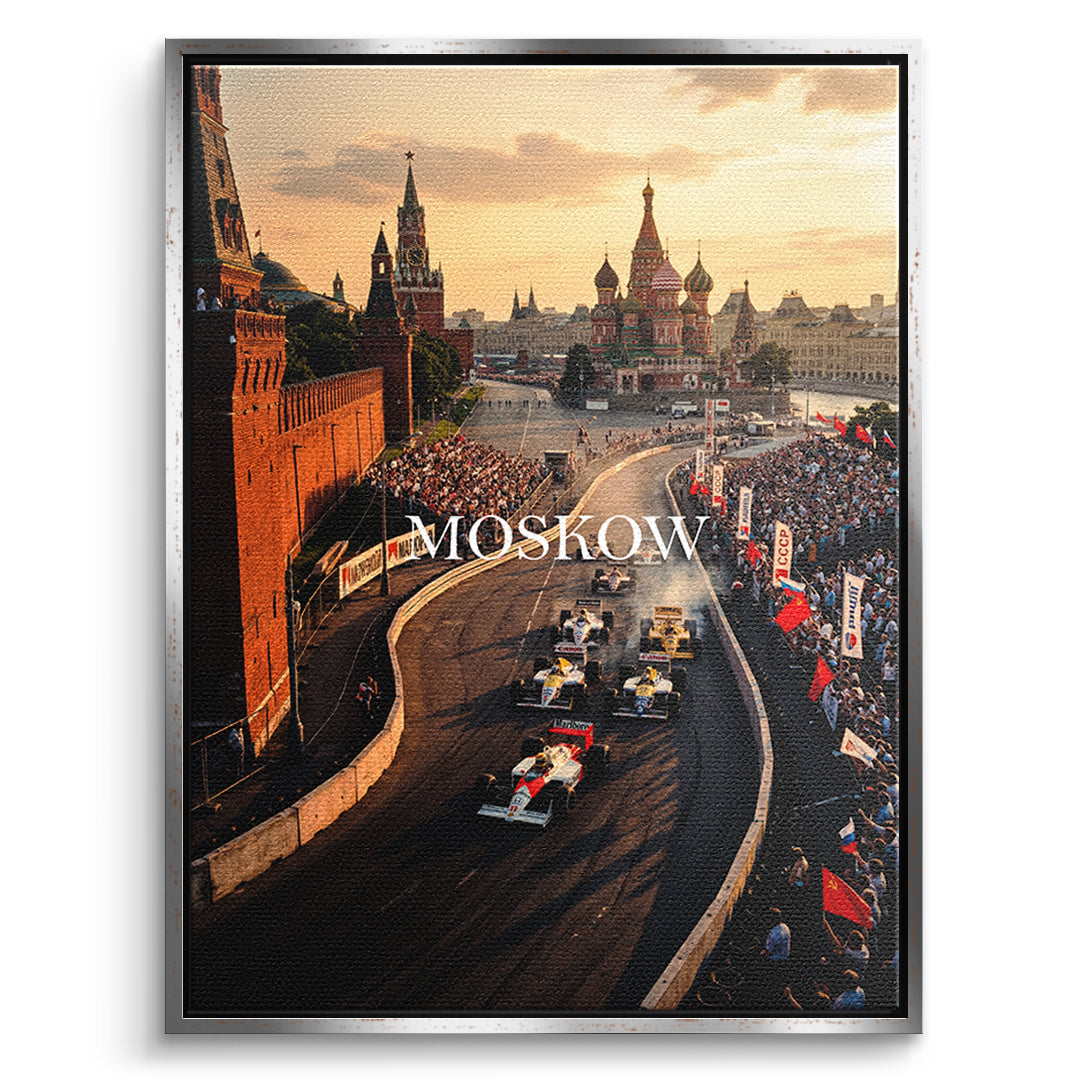 DOTCOMCANVAS Moscow F1 Leinwandbild Vorderansicht mit silbernem Rahmen