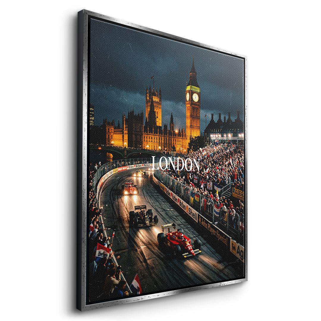 DOTCOMCANVAS London F1 Leinwandbild Seitenansicht silber
