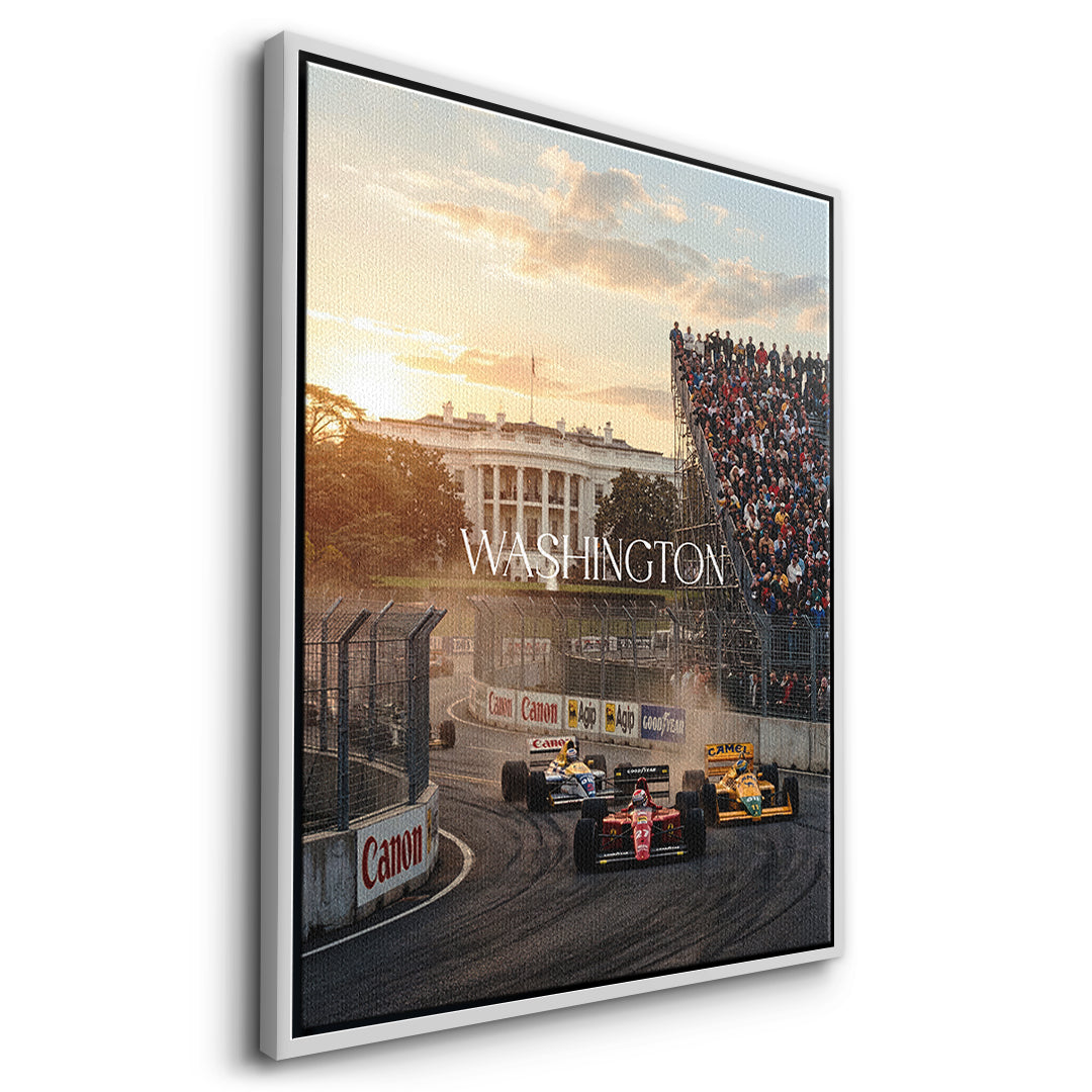 DOTCOMCANVAS Washington F1 Leinwandbild Seitenansicht weiss
