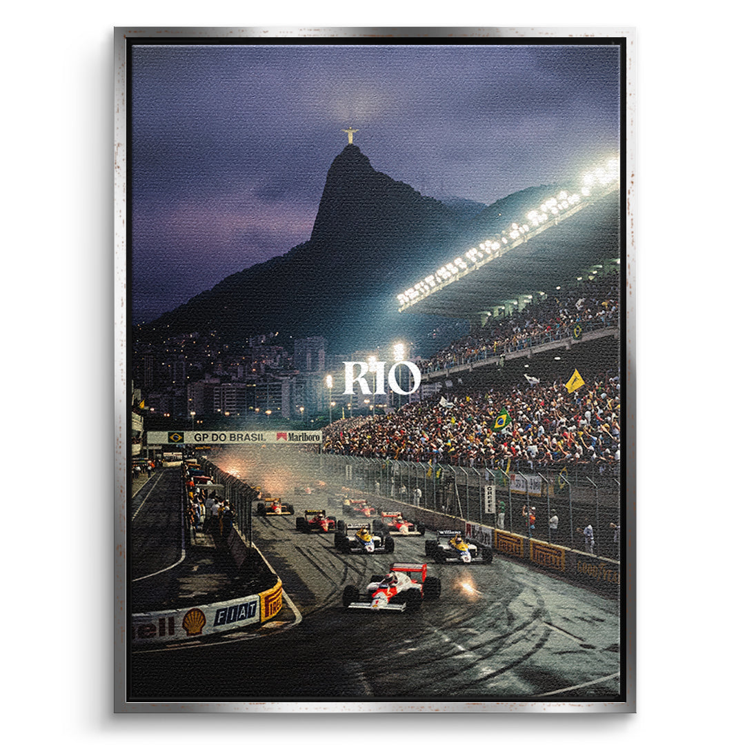 DOTCOMCANVAS Rio F1 Leinwandbild Vorderansicht mit silbernem Rahmen