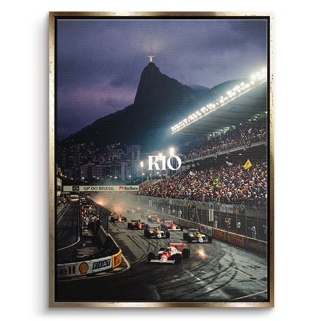 DOTCOMCANVAS Rio F1 Leinwandbild Vorderansicht mit goldenem Rahmen