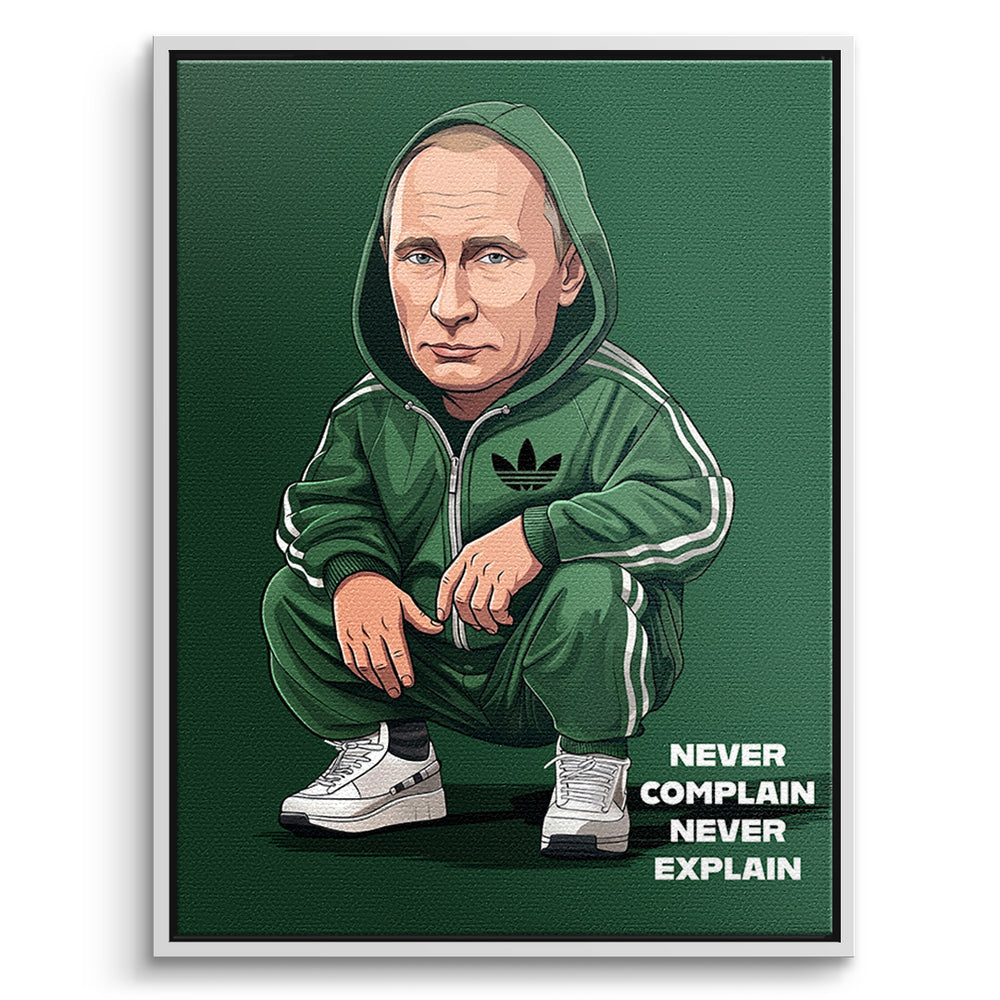 Putin Swag Leinwandbild Rahmen Weiß
