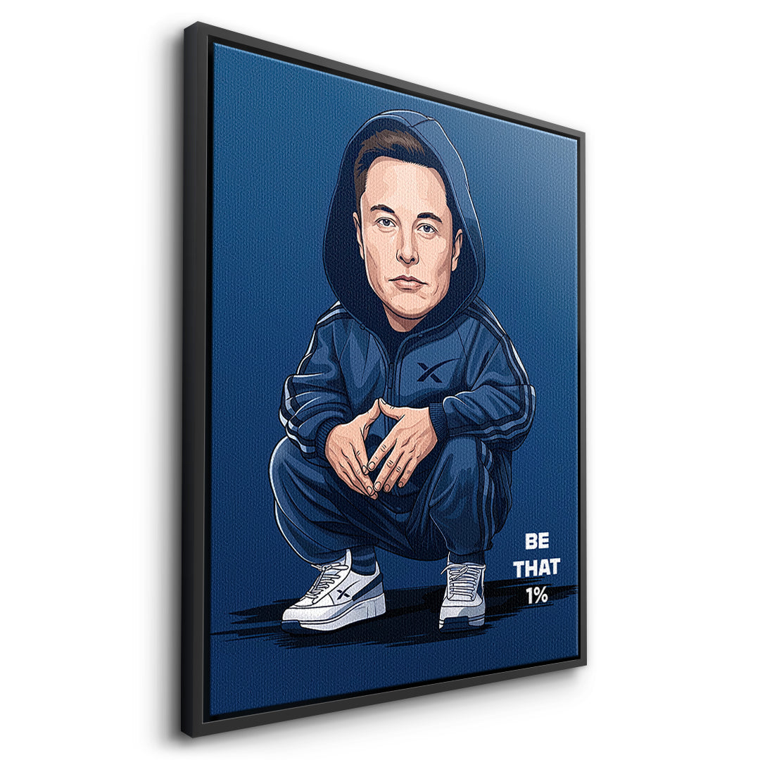 DOTCOMCANVAS Elon Musk Swag Leinwandbild Seitenansicht mit schwarzem Rahmen
