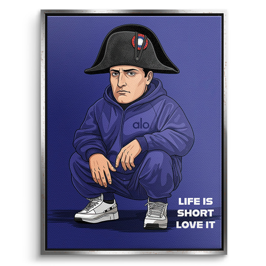 Napoleon Swag Leinwandbild silberner Rahmen Frontalansicht