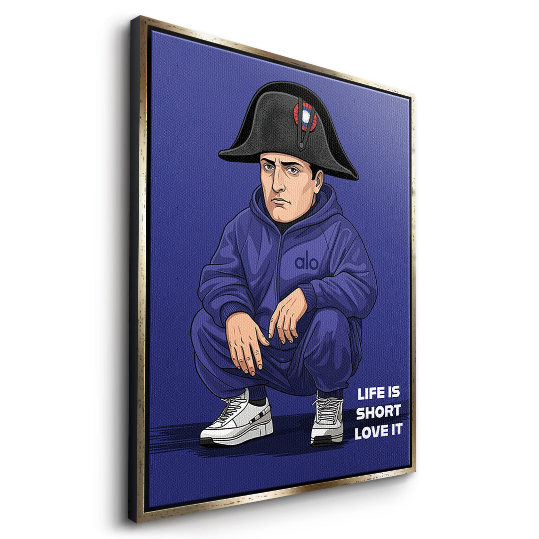 Napoleon Swag Leinwandbild goldener Rahmen Seitenansicht