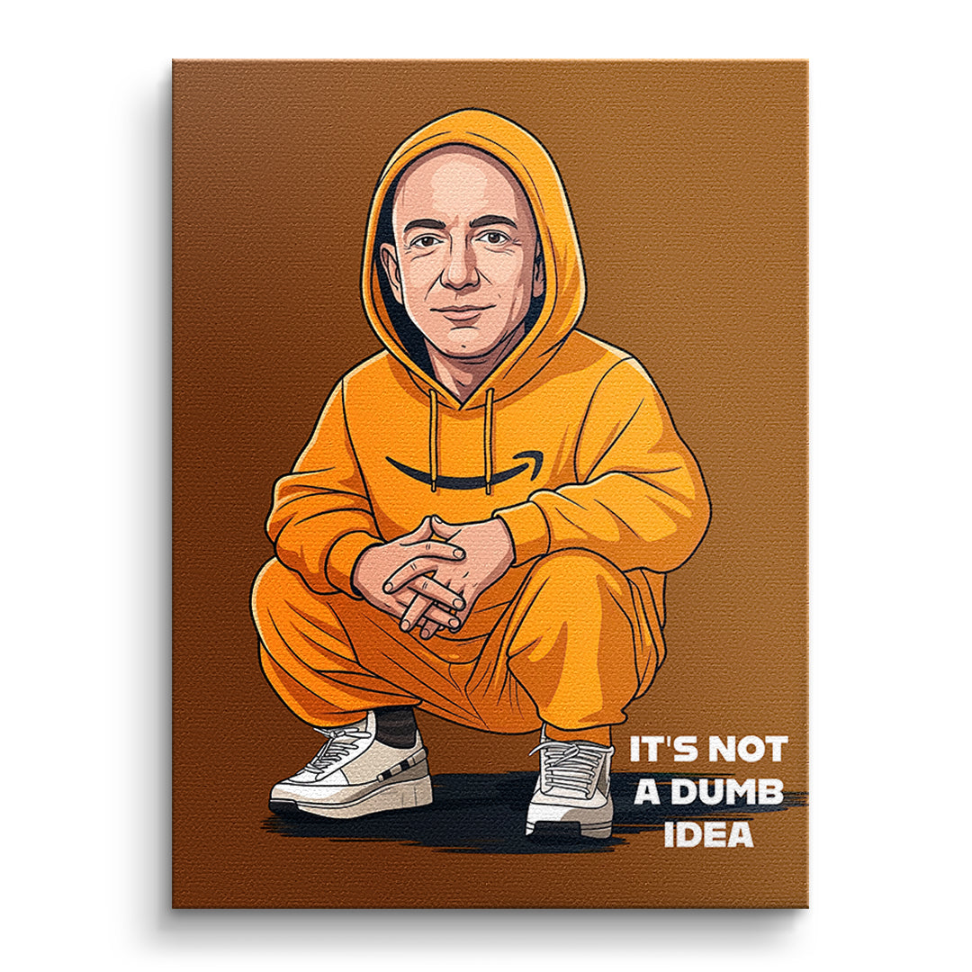 DOTCOMCANVAS Jeff Bezos Swag Leinwandbild Vorderansicht ohne Rahmen