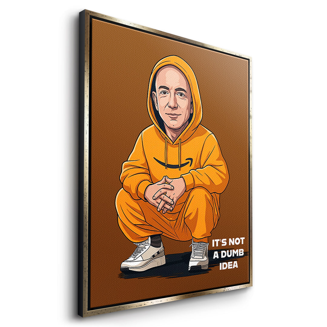 DOTCOMCANVAS Jeff Bezos Swag Leinwandbild Seitenansicht mit goldenem Rahmen