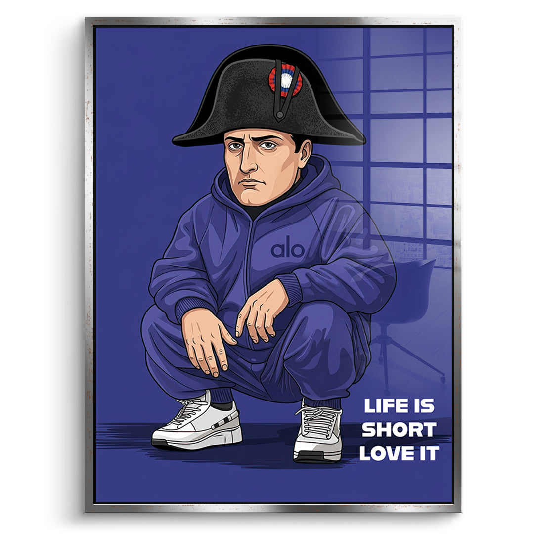 Napoleon Swag Acrylglasbild silberner Rahmen Frontalansicht