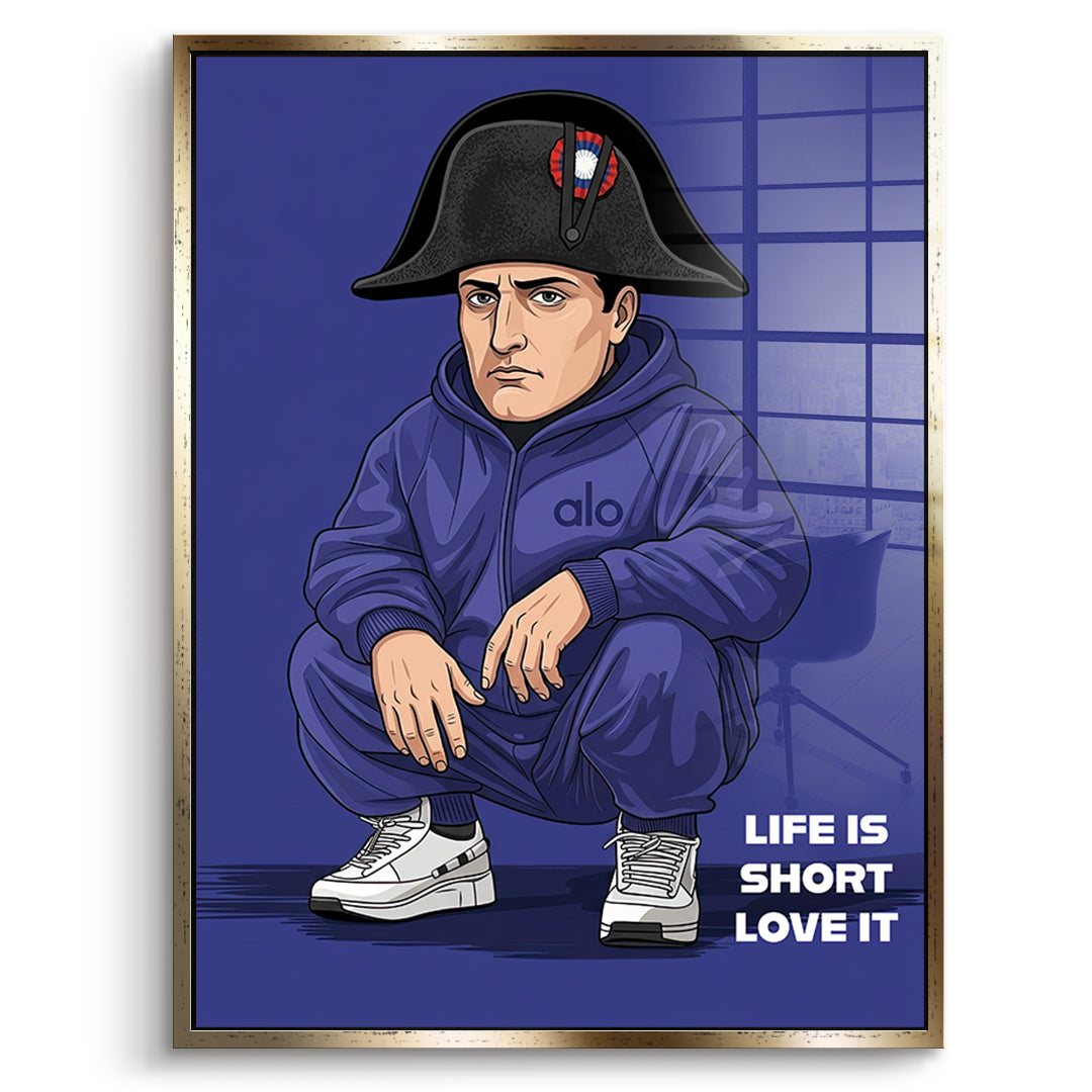 Napoleon Swag Acrylglasbild goldener Rahmen Frontalansicht