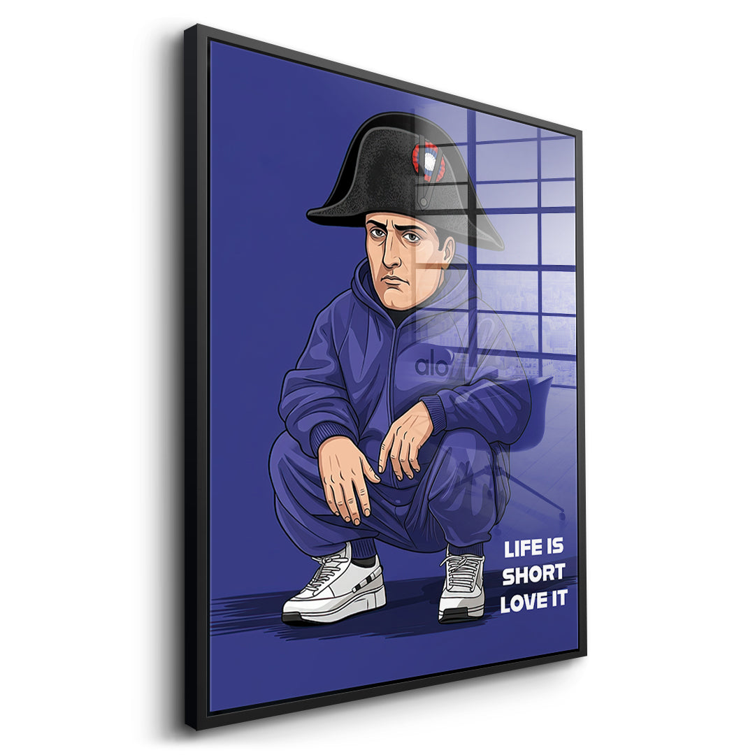 Napoleon Swag Acrylglasbild schwarzer Rahmen Seitenansicht