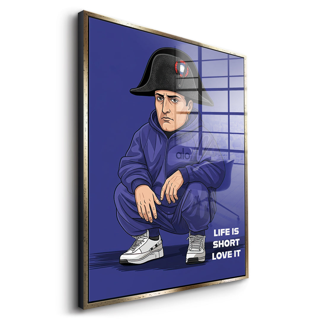 Napoleon Swag Acrylglasbild goldener Rahmen Seitenansicht