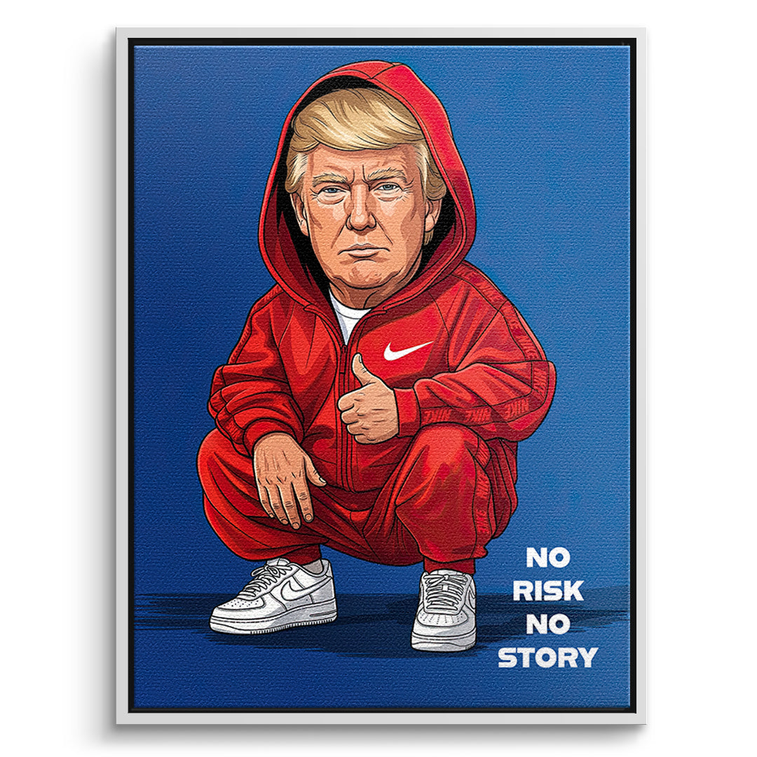 DOTCOMCANVAS Trump Swag Leinwandbild Vorderansicht mit weißem Rahmen