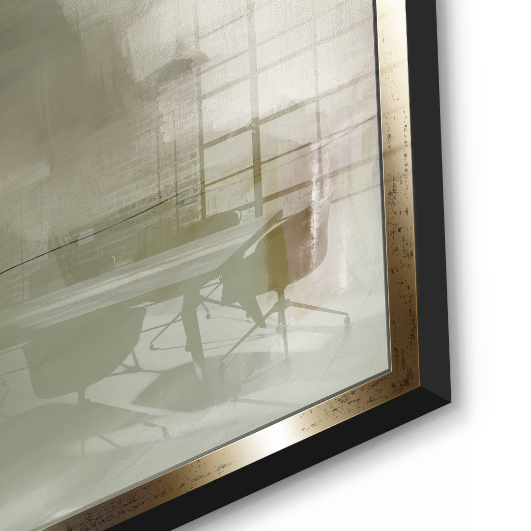 DOTCOMCANVAS Emerald Whispers Acrylglasbild Detailansicht mit silbernem Rahmen