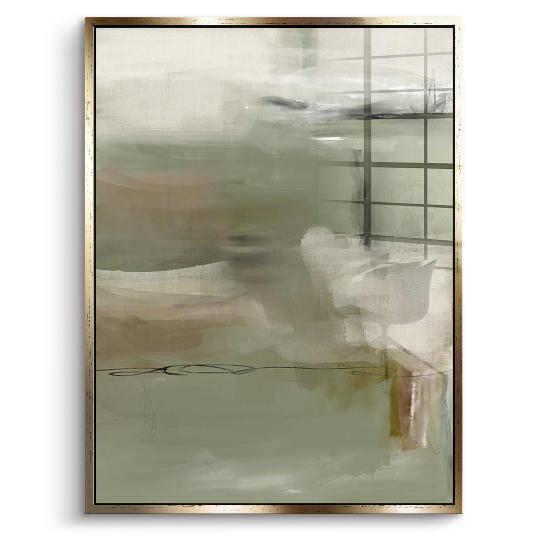 DOTCOMCANVAS Emerald Whispers Acrylglasbild Vorderansicht mit goldenem Rahmen
