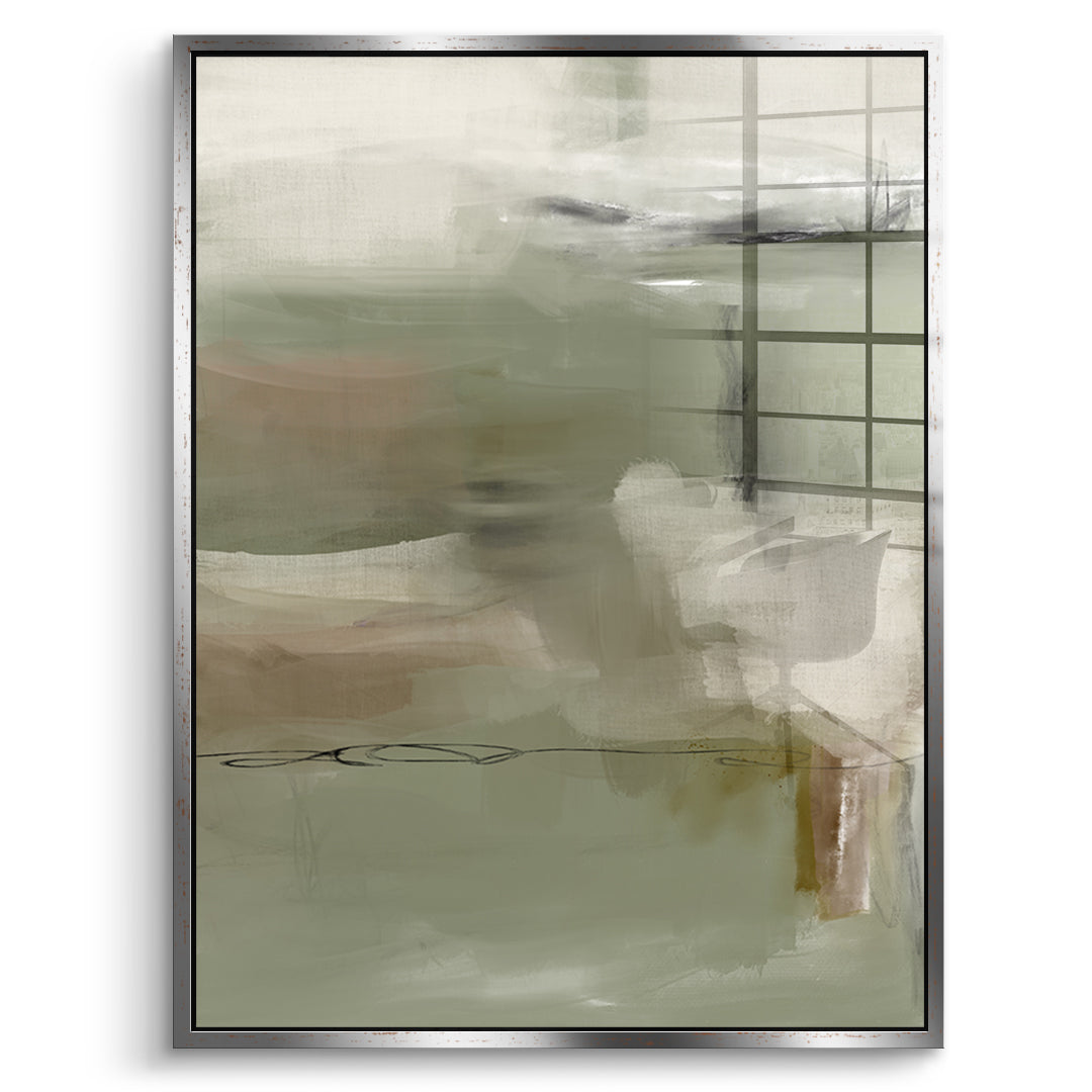DOTCOMCANVAS Emerald Whispers Acrylglasbild Vorderansicht mit silbernem Rahmen