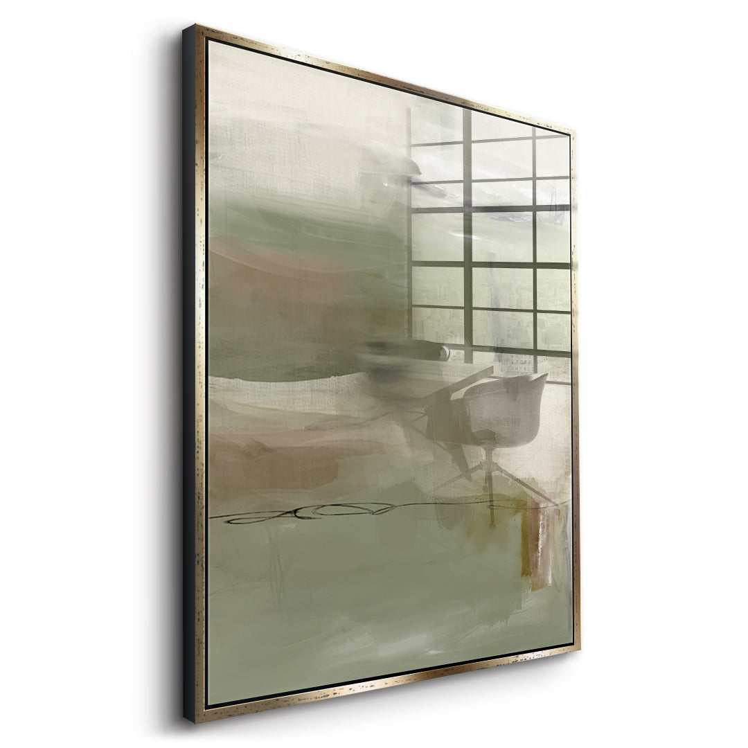 DOTCOMCANVAS Emerald Whispers Acrylglasbild Seitenansicht mit goldenem Rahmen