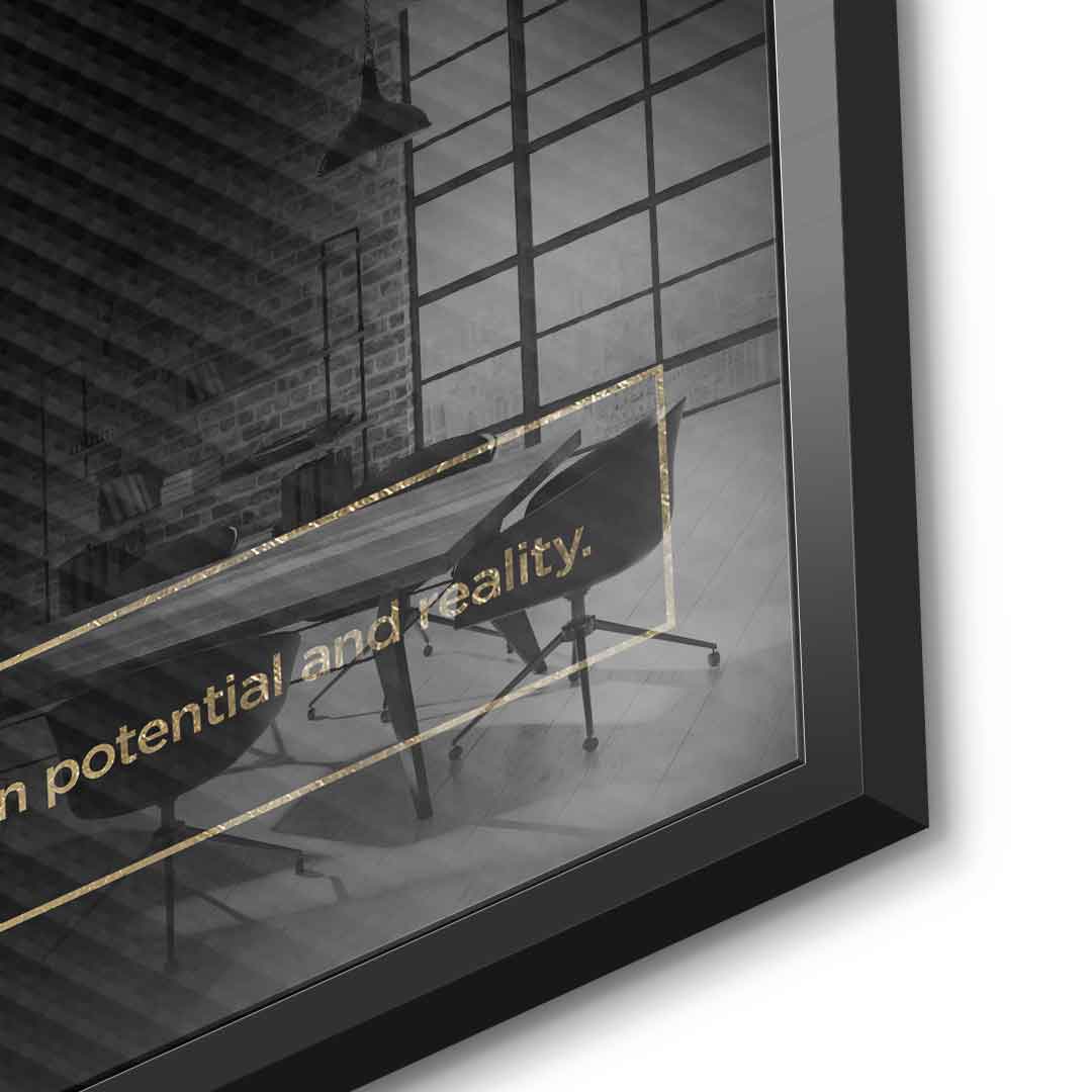 Hustle Acrylglasbild Version Schwarz – Rahmendetail Schwarz | DOTCOMCANVAS®