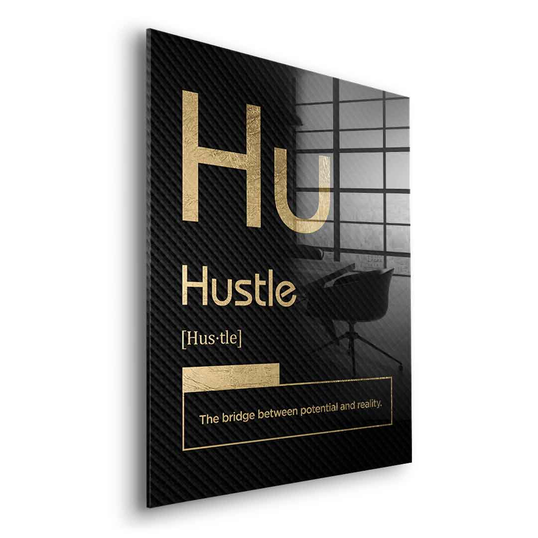 Hustle Acrylglasbild Version Schwarz – Seitenansicht ohne Rahmen | DOTCOMCANVAS® Wandbild