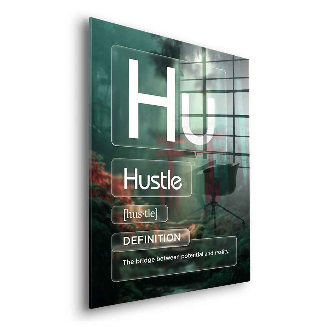 Hustle Acrylglasbild Version Farbig – Seitenansicht ohne Rahmen | DOTCOMCANVAS® Wandbild