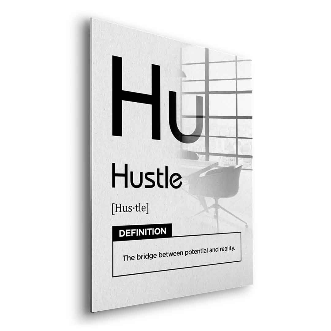 Hustle Acrylglasbild Version Weiß – Seitenansicht ohne Rahmen | DOTCOMCANVAS® Wandbild