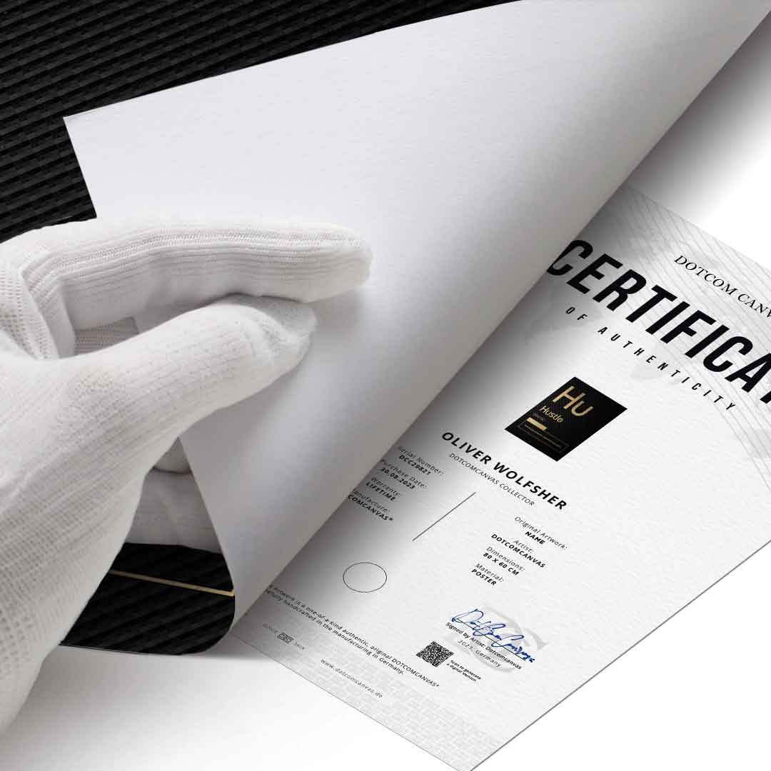 DOTCOMCANVAS® Echtheitszertifikat – Hustle Poster Version Schwarz