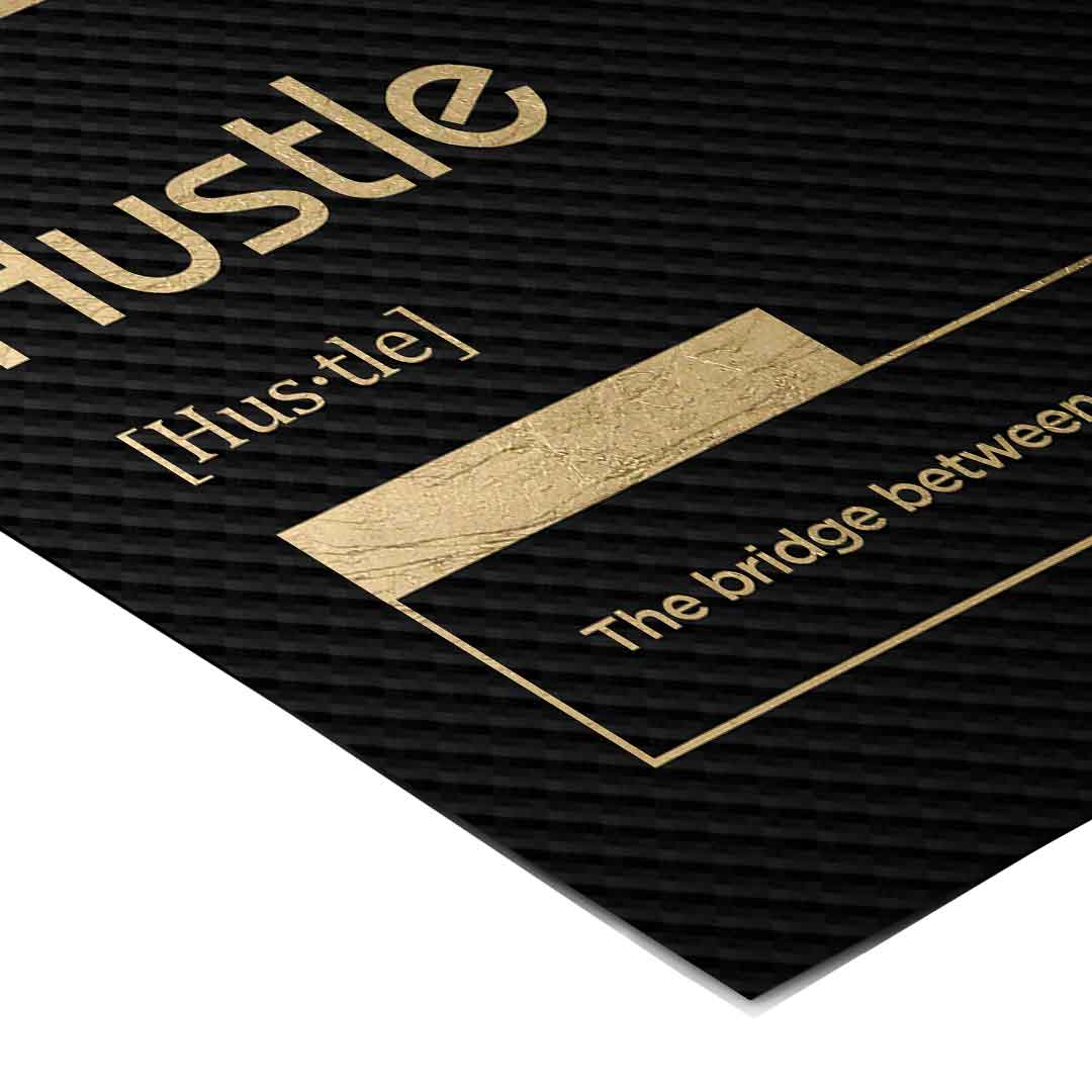 Hustle Poster Version Schwarz – Eckdetail | DOTCOMCANVAS®