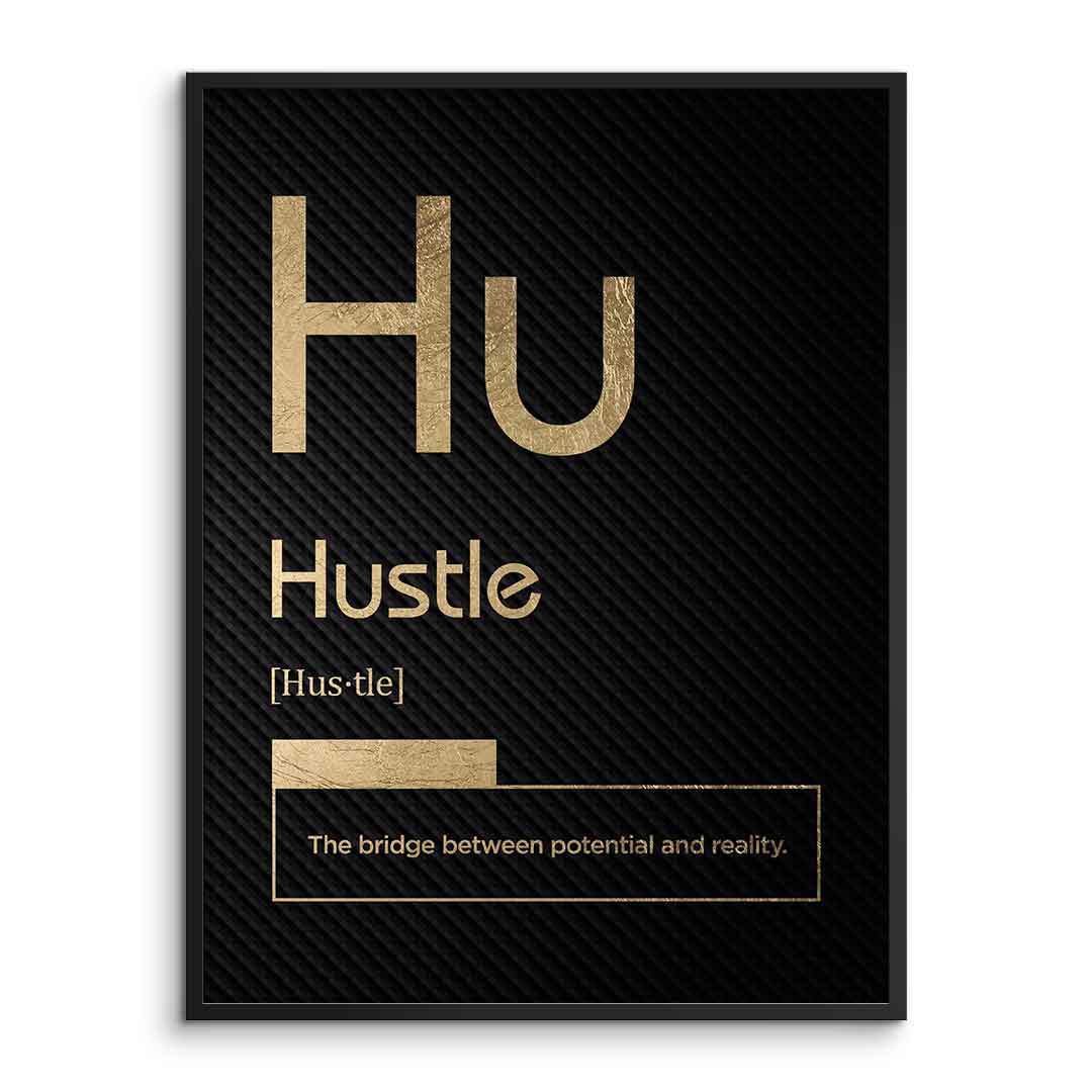 Hustle Poster Version Schwarz gerahmt – Frontansicht | DOTCOMCANVAS®