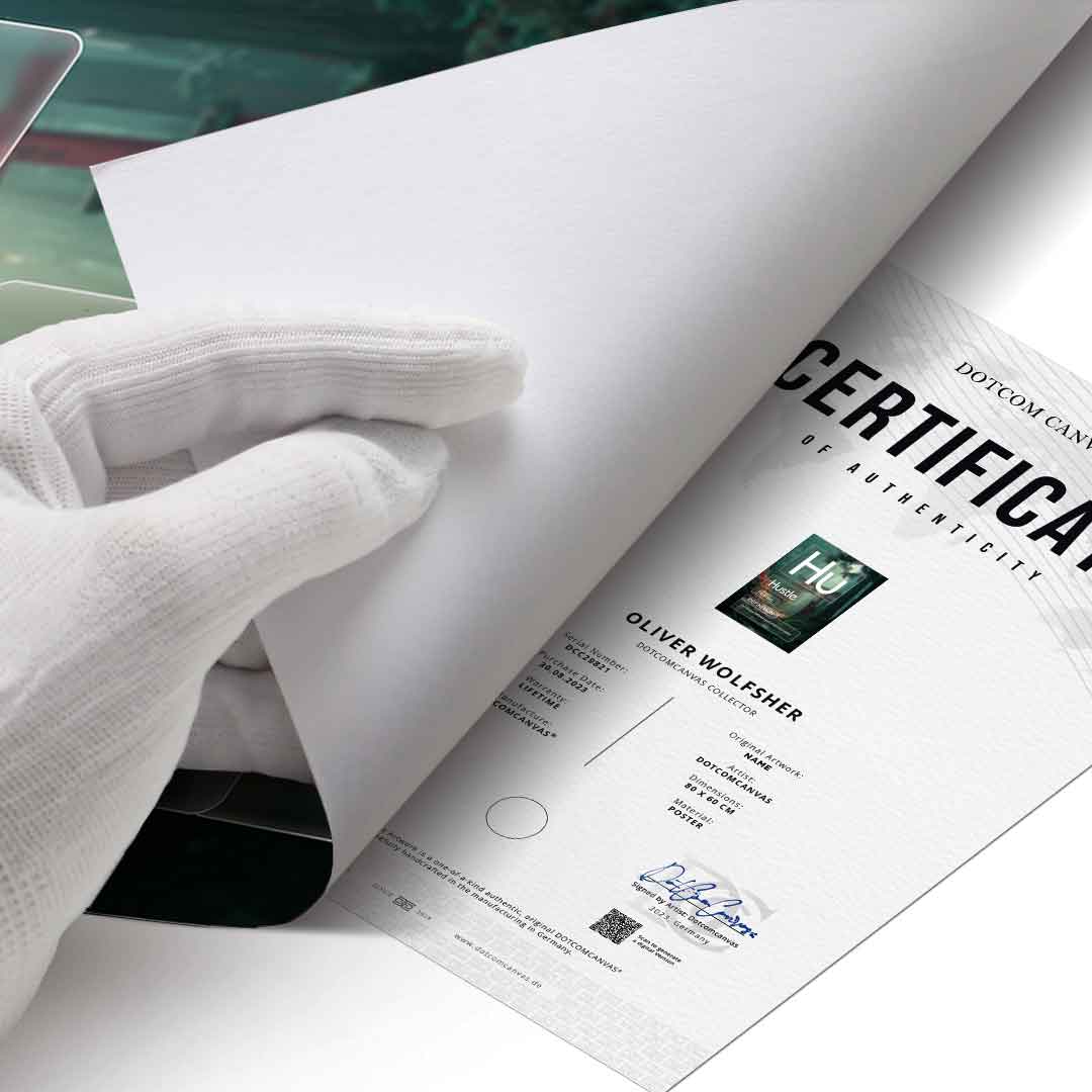 DOTCOMCANVAS® Echtheitszertifikat – Hustle Poster Version Farbig
