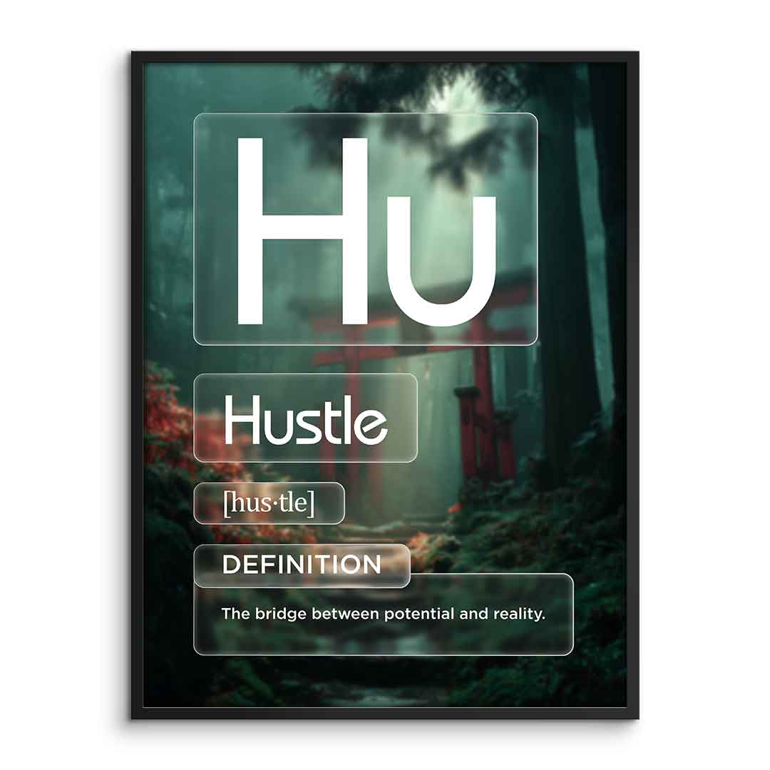 Hustle Poster Version Farbig gerahmt – Frontansicht | DOTCOMCANVAS®