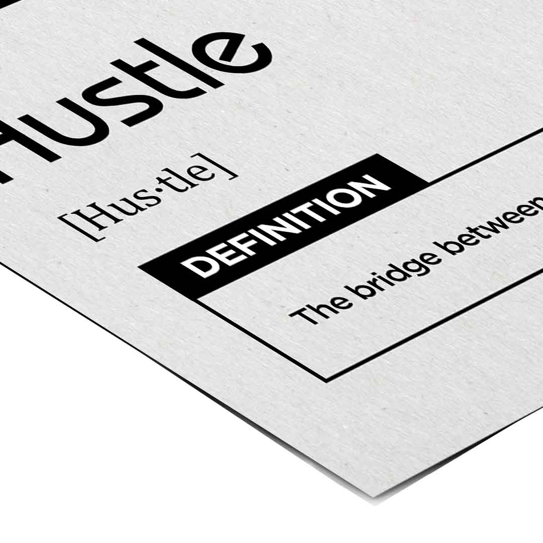 Hustle Poster Version Weiß – Eckdetail | DOTCOMCANVAS®