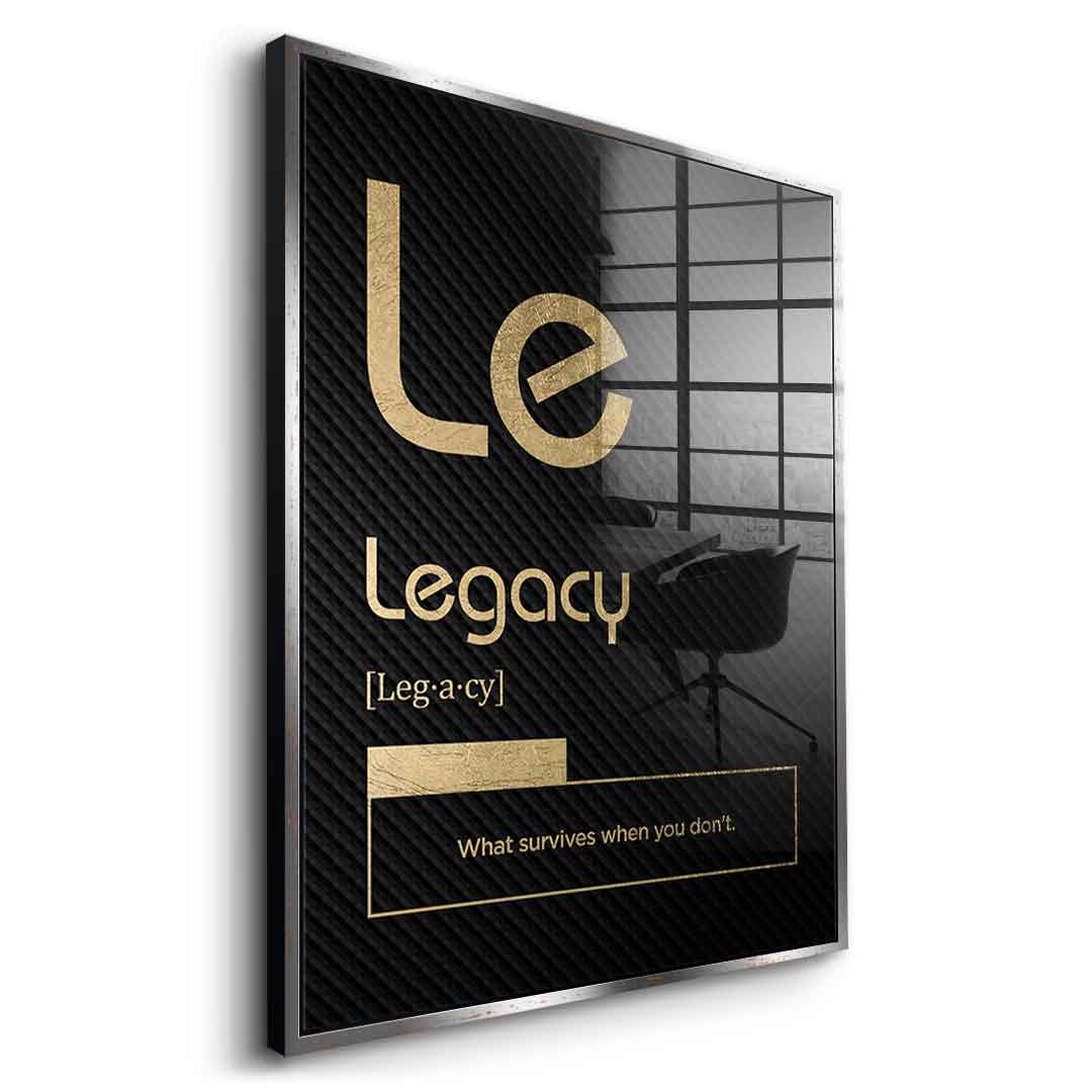 DOTCOMCANVAS® Legacy (Le) Acrylglasbild Version Schwarz – Vorderansicht Ohne Rahmen