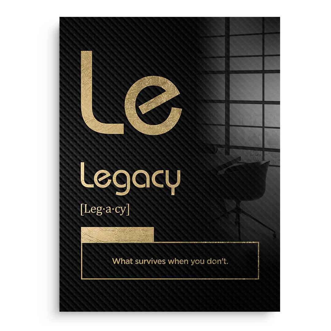 DOTCOMCANVAS® Legacy (Le) Acrylglasbild Version Schwarz – Vorderansicht Schwarzer Rahmen