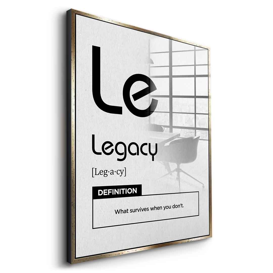 DOTCOMCANVAS® Legacy (Le) Acrylglasbild Version Weiß – Seitenansicht Schwarz