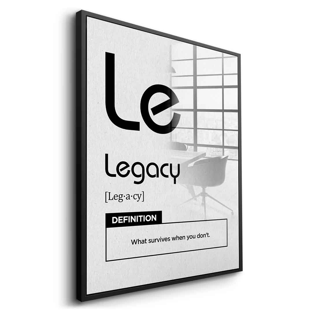 DOTCOMCANVAS® Legacy (Le) Acrylglasbild Version Weiß – Vorderansicht Goldener Rahmen