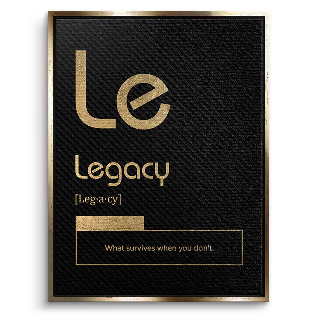 DOTCOMCANVAS® Legacy (Le) Leinwandbild Version Schwarz – Vorderansicht Goldener Rahmen
