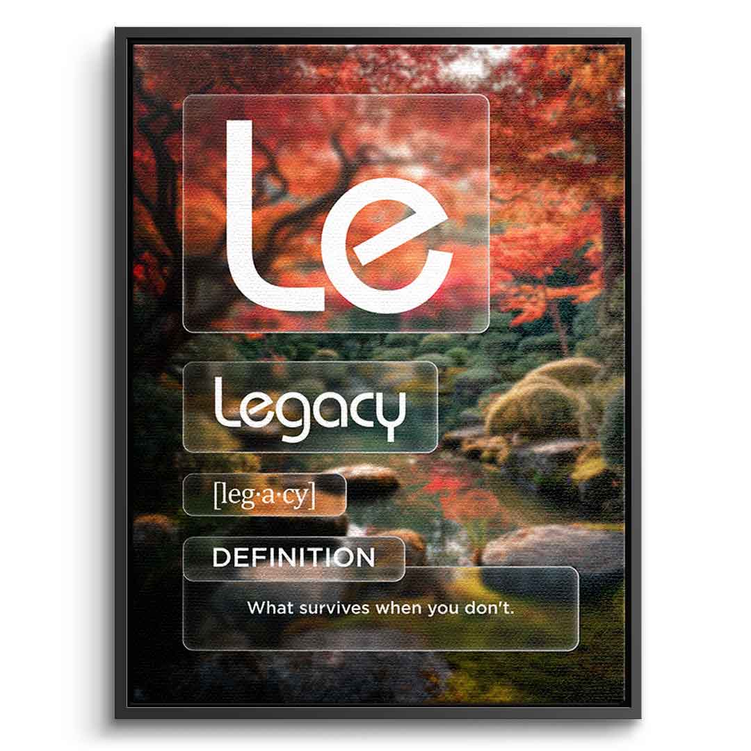 DOTCOMCANVAS® Legacy (Le) Leinwandbild Version Farbig – Vorderansicht Silberner Rahmen