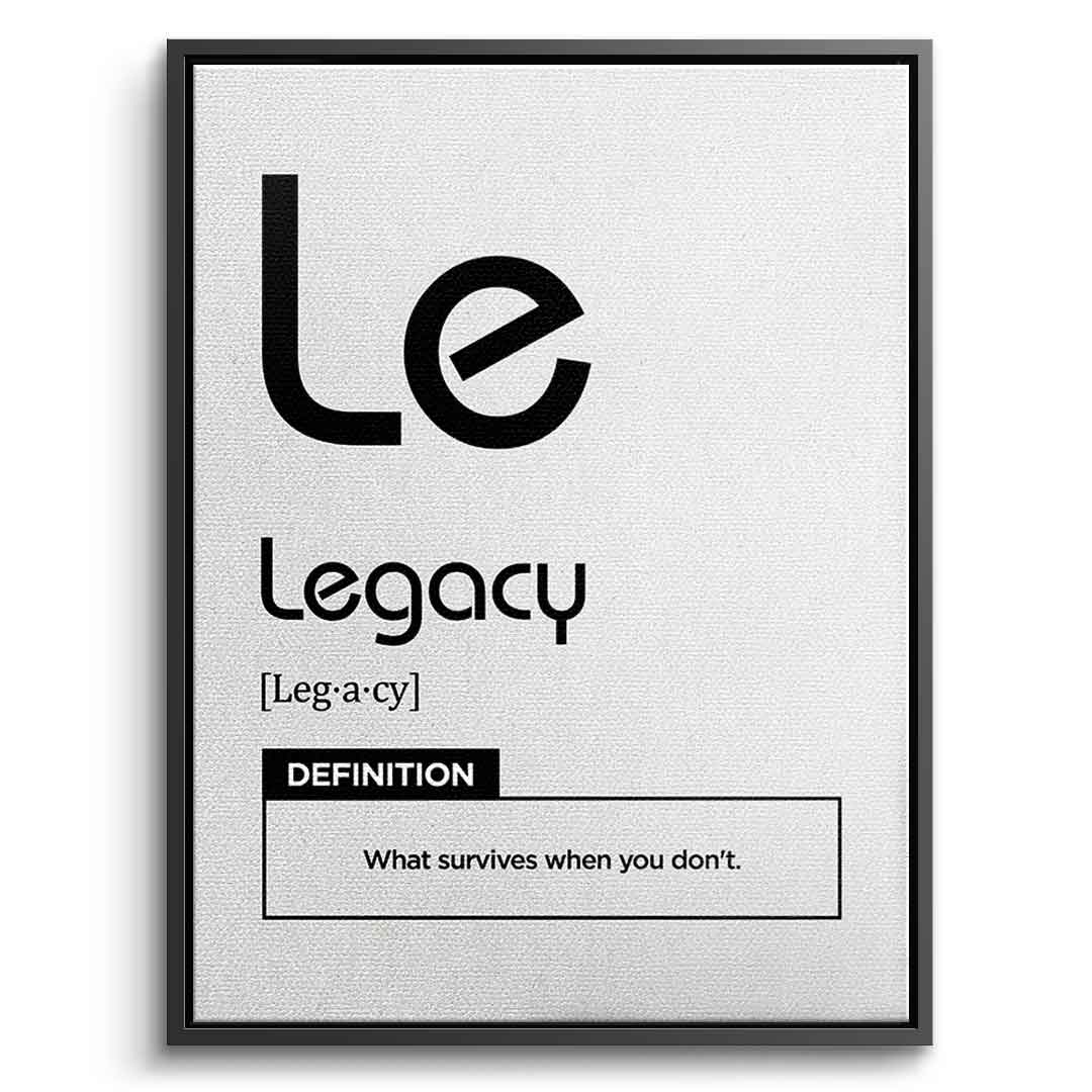 DOTCOMCANVAS® Legacy (Le) Leinwandbild Version Weiß – Vorderansicht Silberner Rahmen