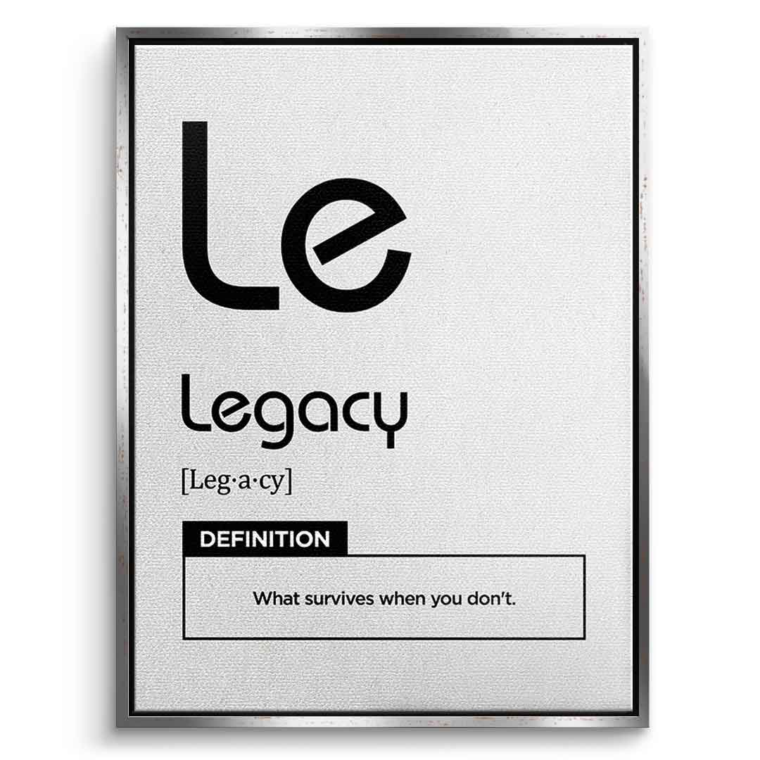DOTCOMCANVAS® Legacy (Le) Leinwandbild Version Weiß – Vorderansicht Schwarzer Rahmen