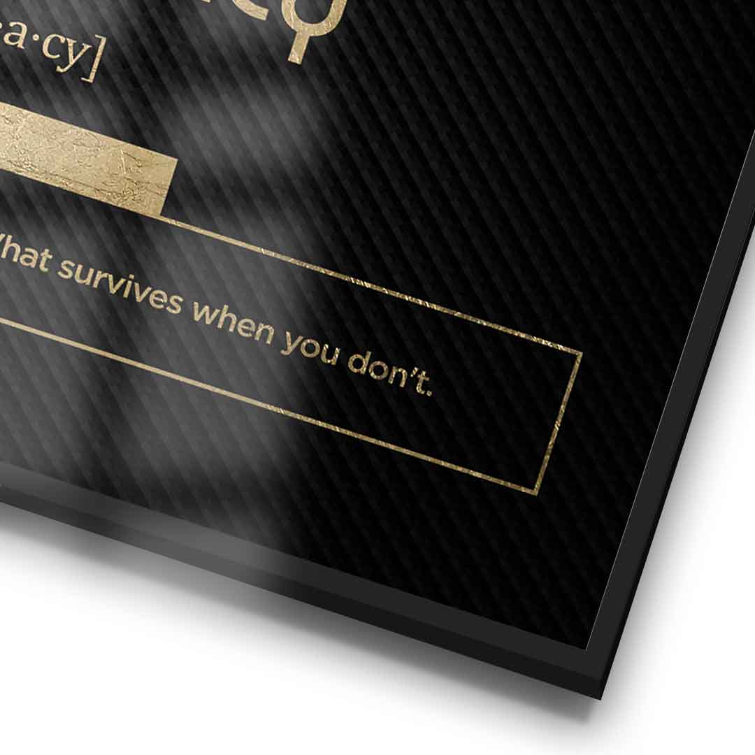 DOTCOMCANVAS® Legacy (Le) Poster Version Schwarz – Detail im Rahmen
