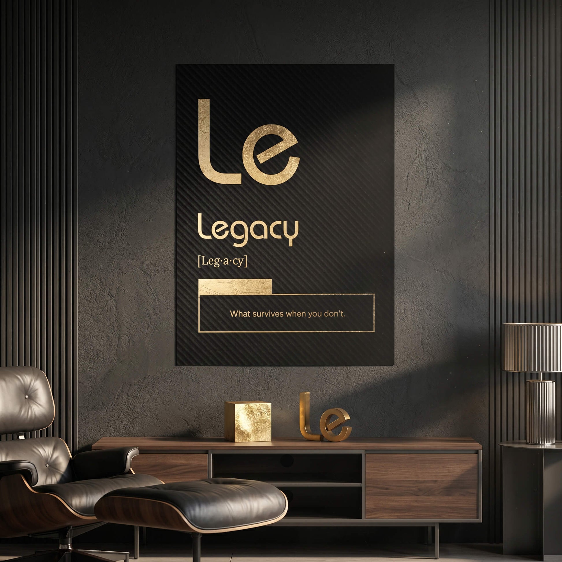 DOTCOMCANVAS® Legacy (Le) Poster Version Schwarz – Raum-Mockup