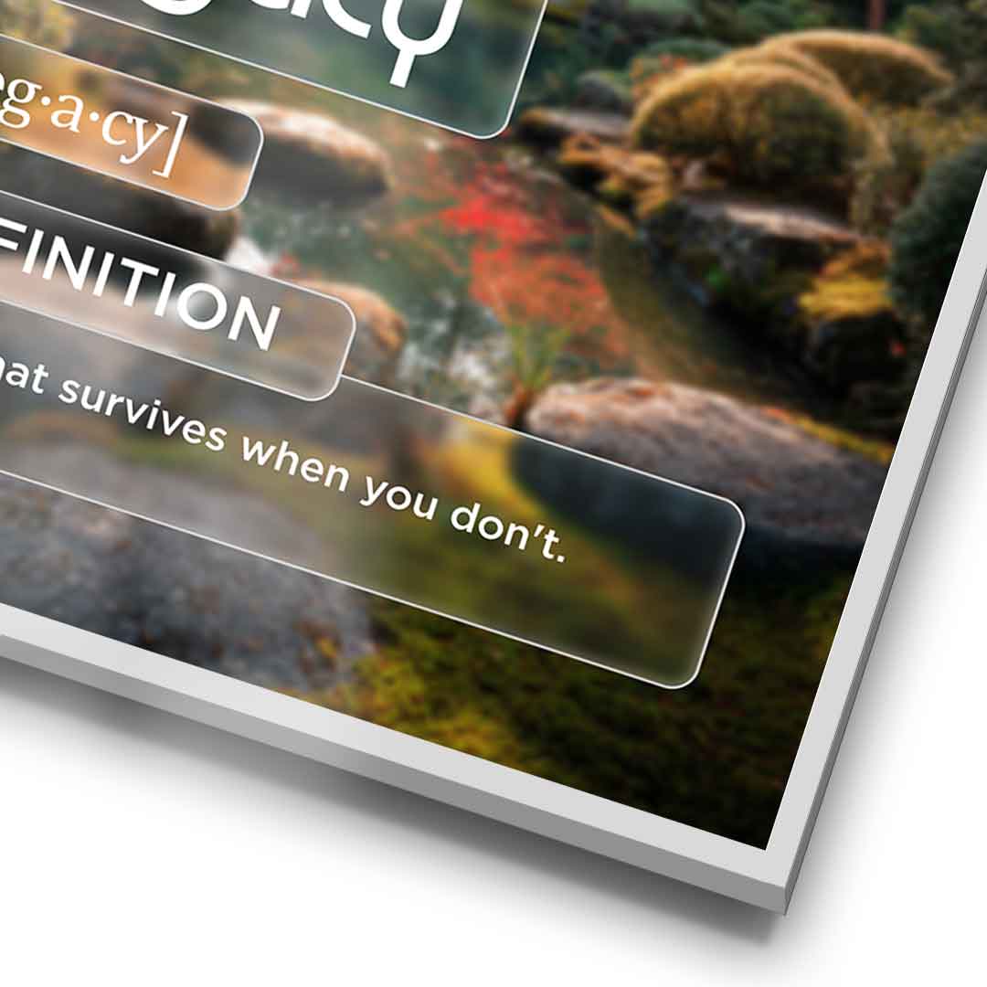 DOTCOMCANVAS® Legacy (Le) Poster Version Farbig – Detail im Rahmen