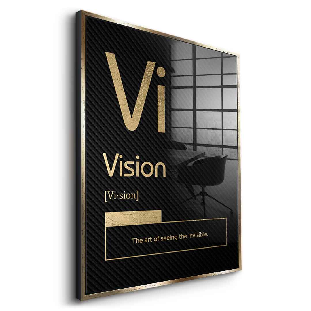DOTCOMCANVAS® Vision (Vi) Acrylglasbild Version Schwarz – Seitenansicht Schwarz