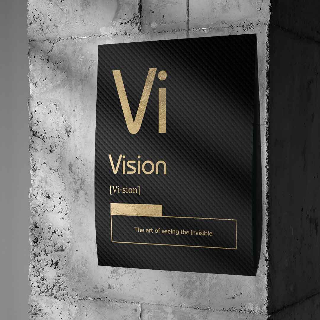 DOTCOMCANVAS® Vision (Vi) Poster Version Schwarz – Wand-Mockup