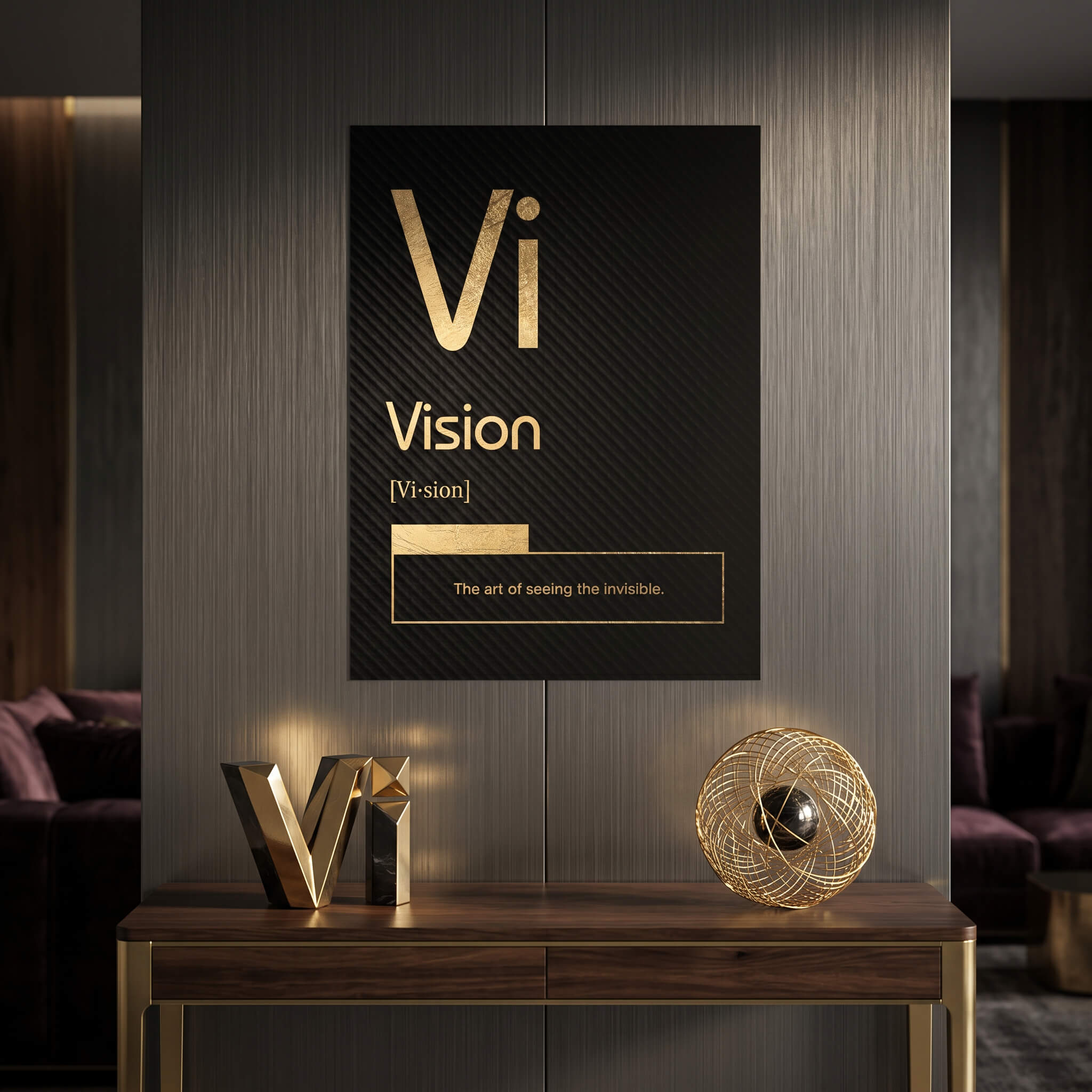 DOTCOMCANVAS® Vision (Vi) Poster Version Schwarz – Raum-Mockup