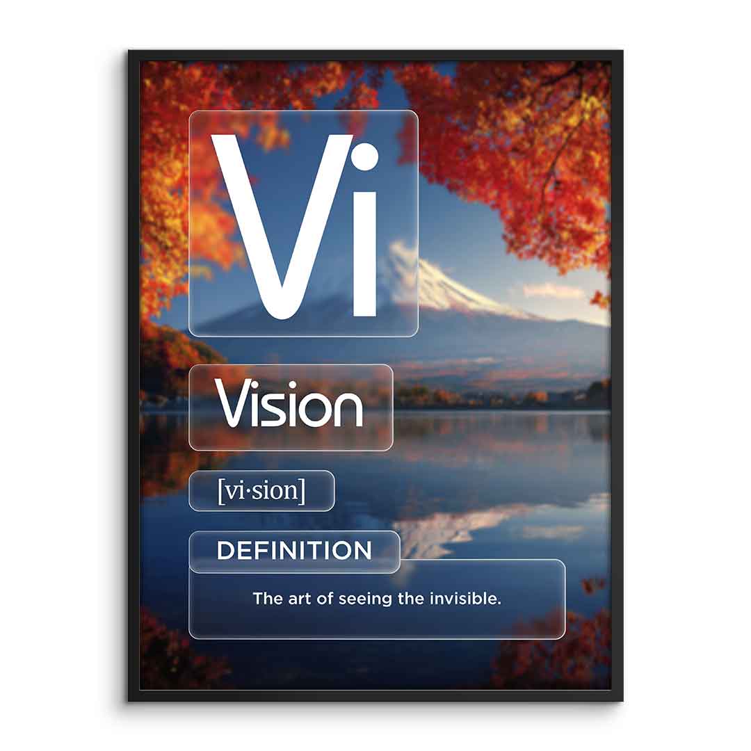 DOTCOMCANVAS® Vision (Vi) Poster Version Farbig – Vorderansicht im Rahmen